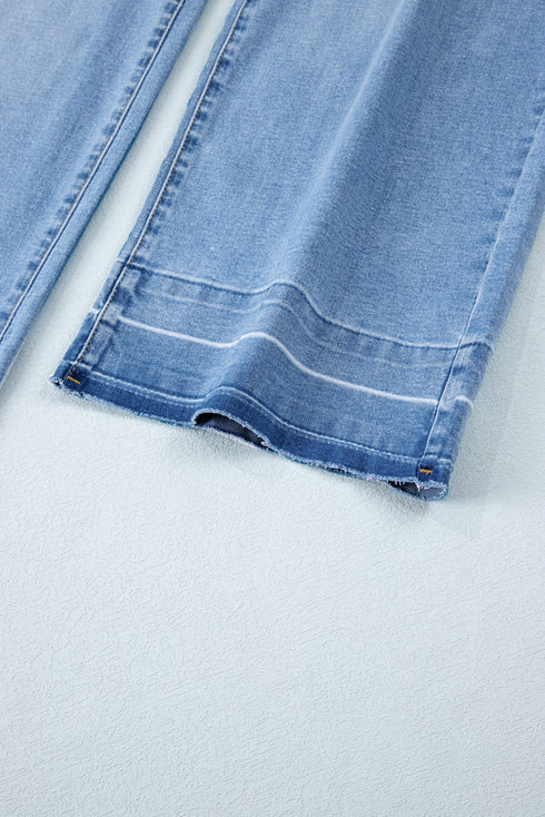 Raw Hem High Waist Straight Leg Loose Jeans
